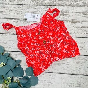 ROXY GIRL Floral Front Knot Tank Top